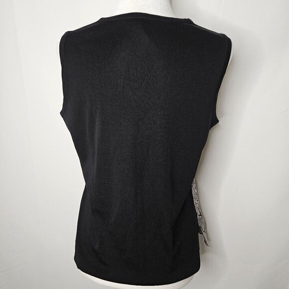 Misook Sleeveless Snake Skin Print Luxury Tank Top Small B&W  Metallic Mob Wife - Picture 5 of 10